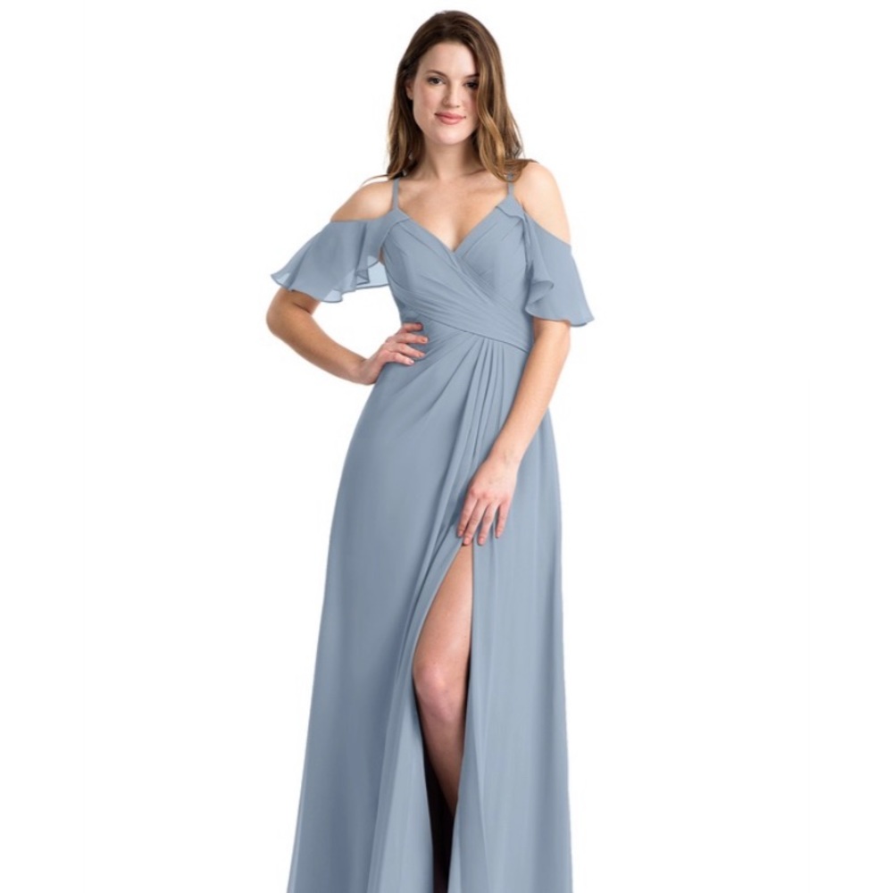 Azazie dusty blue bridesmaid dress